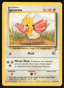 Pokemon TCG Base Set 2 #92/130 Spearow LP - Image 1