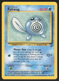 Pokemon TCG Base Set 2 #88/130 Poliwag LP - Image 1