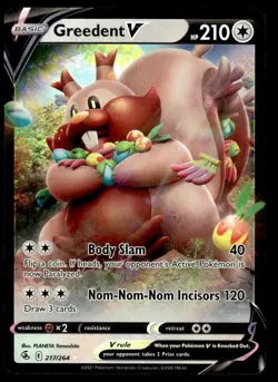 Pokemon TCG SWSH Fusion Strike #217/264 Greedent V NM - Image 1