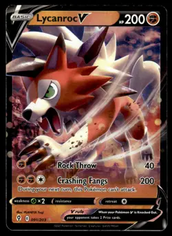 Pokemon TCG SWSH07: Evolving Skies #091/203 Lycanroc V LP - Image 1