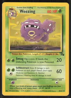 Pokemon TCG Fossil #45/62 Weezing LP - Image 1