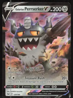 Pokemon TCG SWSH11: Lost Origin #129/196 Galarian Perrserker V NM - Image 1