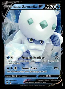 Pokemon TCG Vivid Voltage #036/185 Galarian Darmanitan V NM (Small Indent) - Image 1