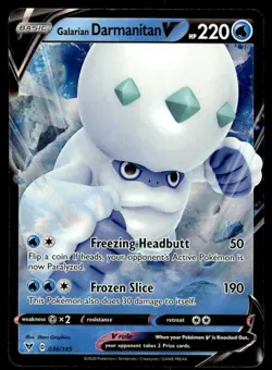 Pokemon TCG SWSH04: Vivid Voltage #036/185 Galarian Darmanitan V LP - Image 1