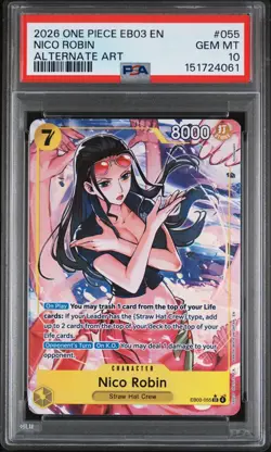 2026 ONE PIECE EB03-ONE PIECE HEROINES EDITION ALT ART #055 NICO ROBIN PSA 10 - Image 1