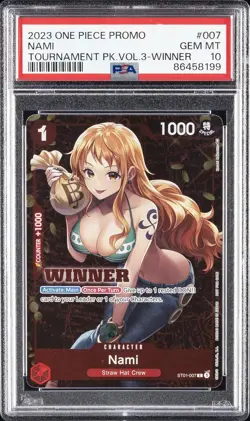 2023 ONE PIECE PROMOS TOURNAMENT PACK VOL.3-WINNER #007 NAMI PSA 10 - Image 1