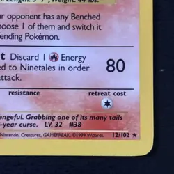 Ninetales 12/102 Base Set Pokemon TCG Holo Foil Rare Card Moderately Played MP - Image 4