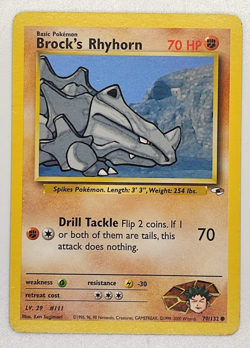 Brock's Rhyhorn 70/132 Common Gym Heroes English Excellent Pokemon TCG - Image 1