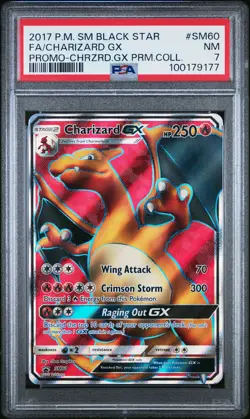 2017 POKEMON SM BLACK STAR PROMO #SM60 FULL ART/CHARIZARD GX PSA 7 - Image 1