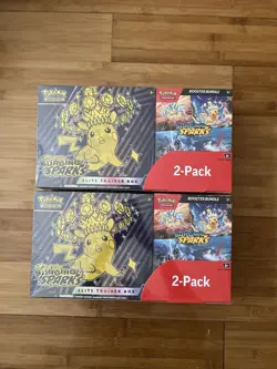 (2 BOXES) Pokemon Surging Sparks ETB + Booster Bundle Costco 2-pack - SEALED! - Image 1