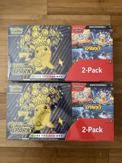 (2 BOXES) Pokemon Surging Sparks ETB + Booster Bundle Costco 2-pack - SEALED! - Image 2