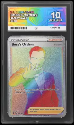 Boss's Orders 200/192 Rebel Clash Graded Pokemon Card GEM MINT GRADED ACE 10 - Image 1