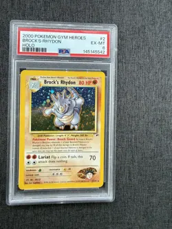 Pokemon TCG Brock's Rhydon Gym Heroes Holo Rare Card #2/132 PSA 6 - Image 1