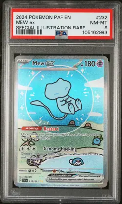 2024 POKEMON PAF EN-PALDEAN FATES SPECIAL ILLUSTRATION RARE #232 MEW EX PSA 8 - Image 1