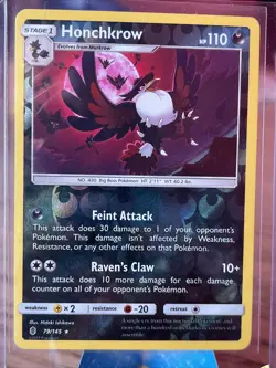 Pokemon TCG Honchkrow Sun & Moon: Guardians Rising 79/145 Reverse Holo LP/NM - Image 1