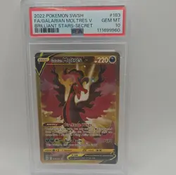 2022 Pokemon SWSH Galarian Moltres V Brilliant Stars FA #183 PSA 10 - Image 1