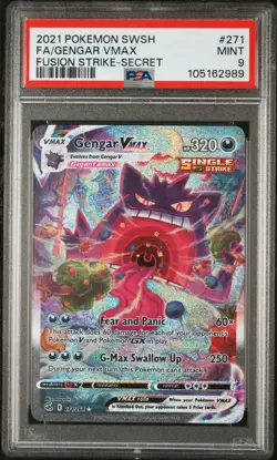 2021 POKEMON SWORD & SHIELD FUSION STRIKE SECRET #271 FULL ART/GENGAR VMAX PSA 9 - Image 1