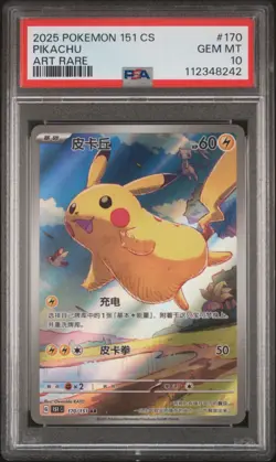 2025 Pokemon Simplified Chinese 151 Art Rare #170 170/151 Pikachu PSA 10 UK - Image 1