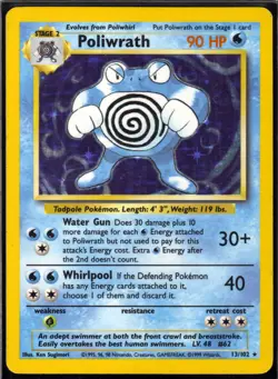 Poliwrath 13/102 Holo Rare Base Set Unlimited Pokemon Holo MP - Image 1