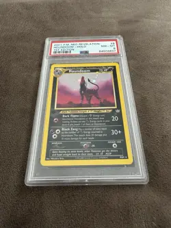 2001 Pokemon Neo Revelation 8 Houndoom Holo 1st Edition PSA 8 - Image 1