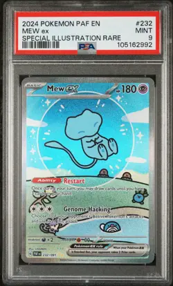 2024 POKEMON PAF EN-PALDEAN FATES SPECIAL ILLUSTRATION RARE #232 MEW EX PSA 9 - Image 1