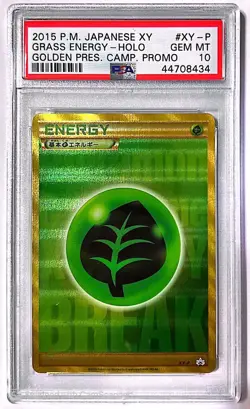 2015 Grass Energy Holo Secret Rare Golden Press XY-P Pokemon Japanese PSA 10 - Image 1