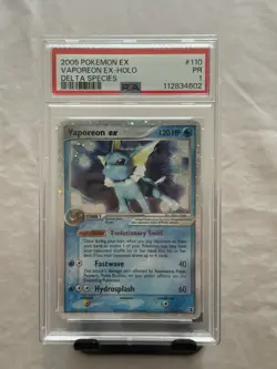 2005 Pokemon Vaporeon Holo EX Delta Species 110/113 PSA 1 - Image 1