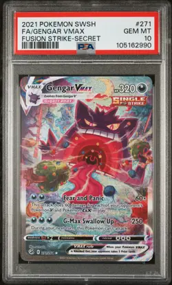 2021 POKEMON SWORD & SHIELD FUSION STRIKE SECRET FULL ART/GENGAR VMAX PSA 10 - Image 1
