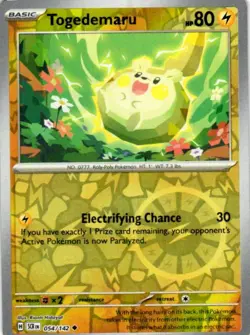 Togedemaru 54/142 Uncommon Stellar Crown Pokemon Reverse Holo Near Mint - Image 1