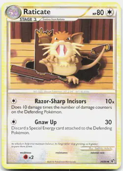 Raticate 34/90 Uncommon HGSS Undaunted Pokemon LP - Image 1
