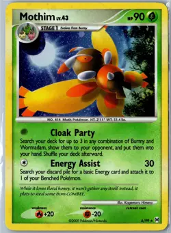 Pokemon Card - Mothim Arceus 6/99 2009 Holo Rare Holo Holo Lightly Played - Image 1