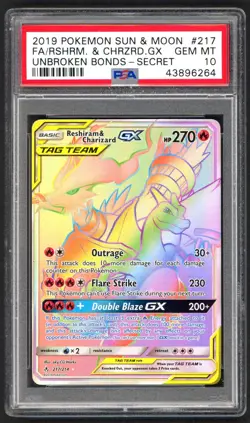 Pokemon Card - PSA 10 Reshiram & Charizard GX 217/214 - Unbroken Bonds - PSA10 - Image 1