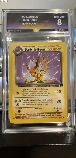 Dark Jolteon 1st Edition 38/82 Team Rocket 2000 GetGraded 8 NM Vintage Pokemon - Image 2