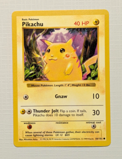 Red Cheeks Pikachu 58 / 102 Base Set Shadowless NM - Image 1
