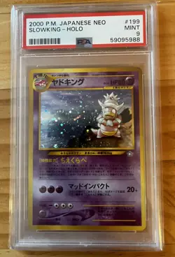 Pokemon TCG Slowking 199 Neo Genesis Holo Card 2000 Japanese Edition PSA 9 Mint - Image 1