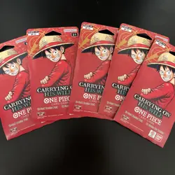 5x ENGLISH One Piece CCG: Carrying On His Will - Sleeved Booster Pack lot OP-13 - Image 1