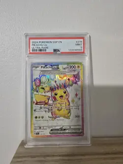 Pokemon Pikachu EX 219/191 PSA 9 Surging Sparks Ultra Rare Full Art - Image 1