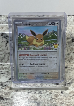 Eevee Prismatic Evolutions 074/131 Holo Pokemon Day 2025 Stamped Promo Card - Image 1