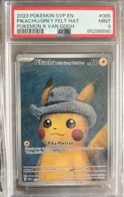 2023 POKEMON SVP EN PIKACHU/GREY FELT HAT POKEMON X VAN GOGH PSA 9 MINT - Image 1