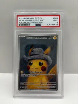 2023 POKEMON SVP EN PIKACHU GREY FELT HAT POKEMON X VAN GOGH PSA 9 MINT - Image 1