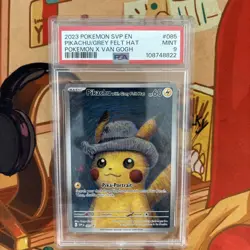 2023 POKEMON SVP EN PIKACHU GREY FELT HAT POKEMON X VAN GOGH PSA 9 MINT - Image 4