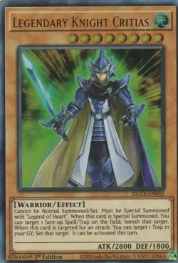 YUGIOH HOLO CARD LEGENDARY KNIGHT CRITIAS DLCS-EN002 1ST EDITION (purple) - Image 1
