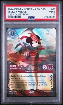 PSA 9 MINT DISNEY LORCANA EN D23 EXPO PROMO MICKEY MOUSE - BRAVE LITTLE TAILOR - Image 1