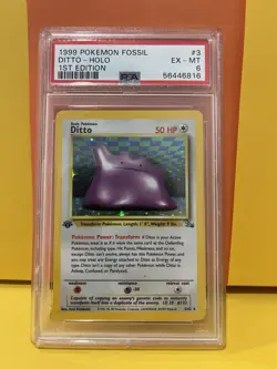 Ditto 18/62 PSA 6 EX-MT 1st Edition Fossil Pokemon Graded Card #18 HOLO - Image 1