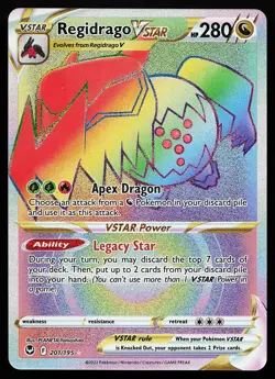 Regidrago VSTAR 201/195 Rainbow Rare Silver Tempest Pokemon Card - Image 1