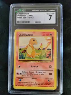 1999 Pokemon Base Set Charmander 46/102 Common CGC 7 Near Mint Vintage WOTC Slab - Image 1