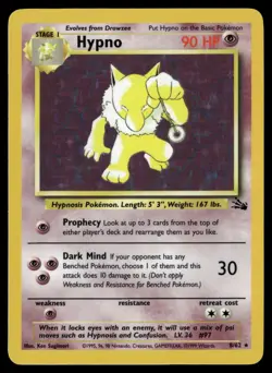 Hypno 8/62 Holo Rare Fossil Pokemon NM - Image 1