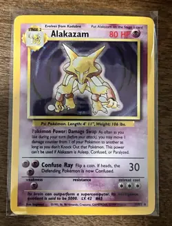 Wizards of the Coast Alakazam 1/102 Base Set Holo Rare Stage 2 HP 80 1999 - Image 1