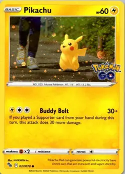 Pikachu (27) Common Pokemon GO 027/078 NM - Image 1