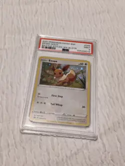 2021 Pokemon SWSH Black Star Promo #095 Eevee Holo 3 Pack Blister PSA 9 - Image 1